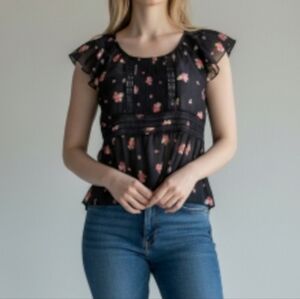Abercrombie & Fitch Floral Flutter Sleeve Top Small